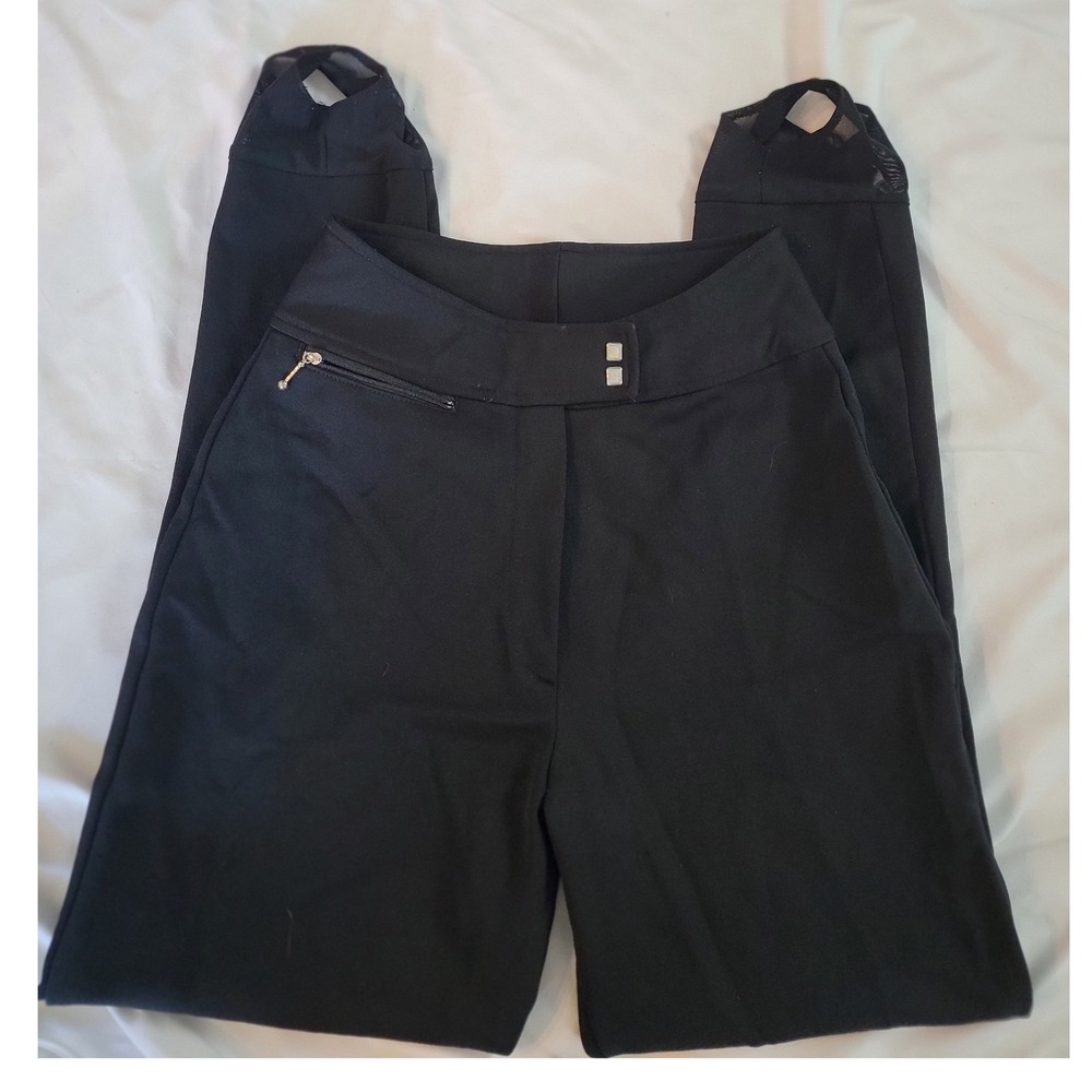 Skilans Schoeller Vintage Ski Pants Womens 6 Black Wool Blend‎ Stirrup Trousers